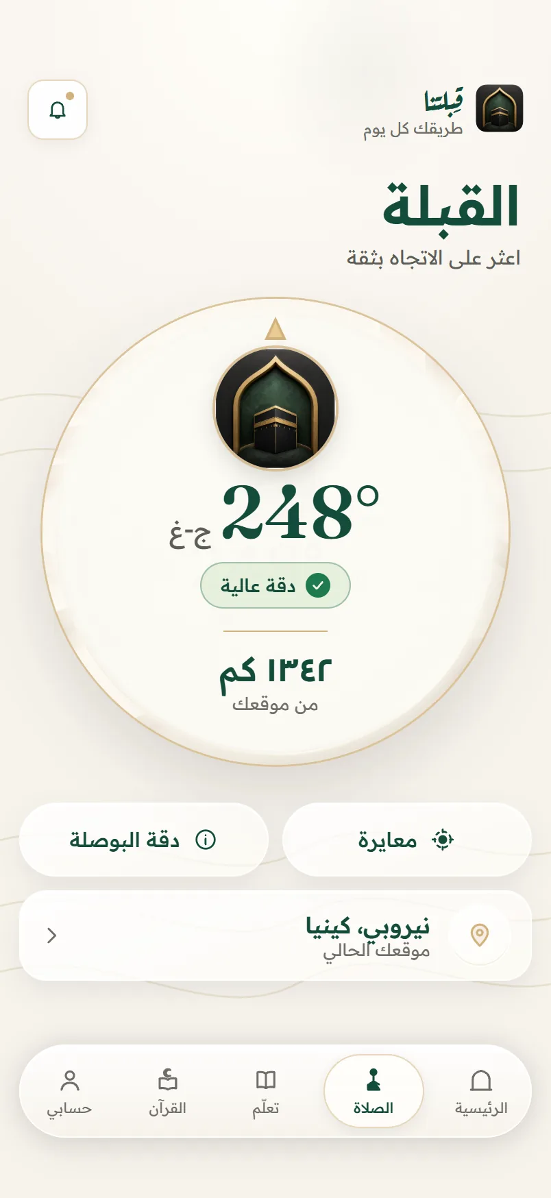 الاتجاه، ومقدار الثقة به — Qiblatna